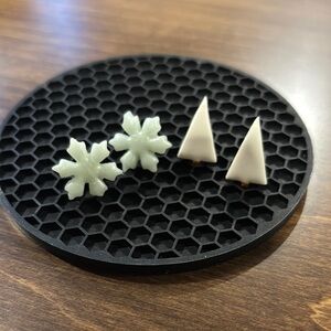 Light blue Snowflake and white tree Earrings